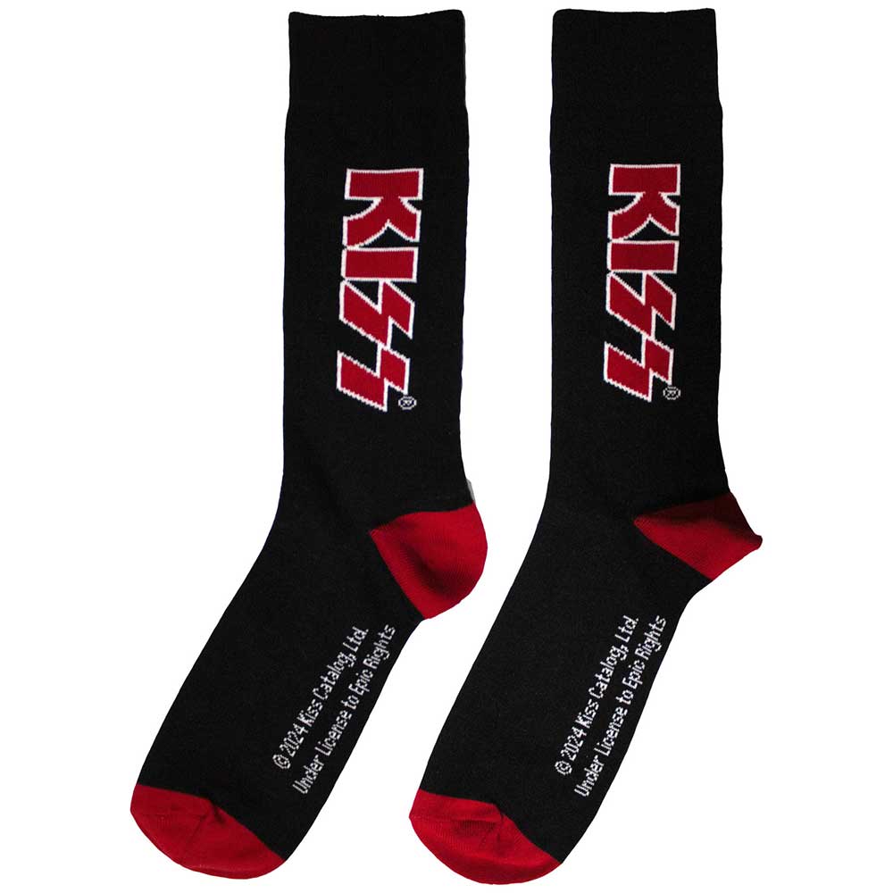 KISS Unisex Ankle Socks: Red Logo (Black) (UK Size 6 - 11)