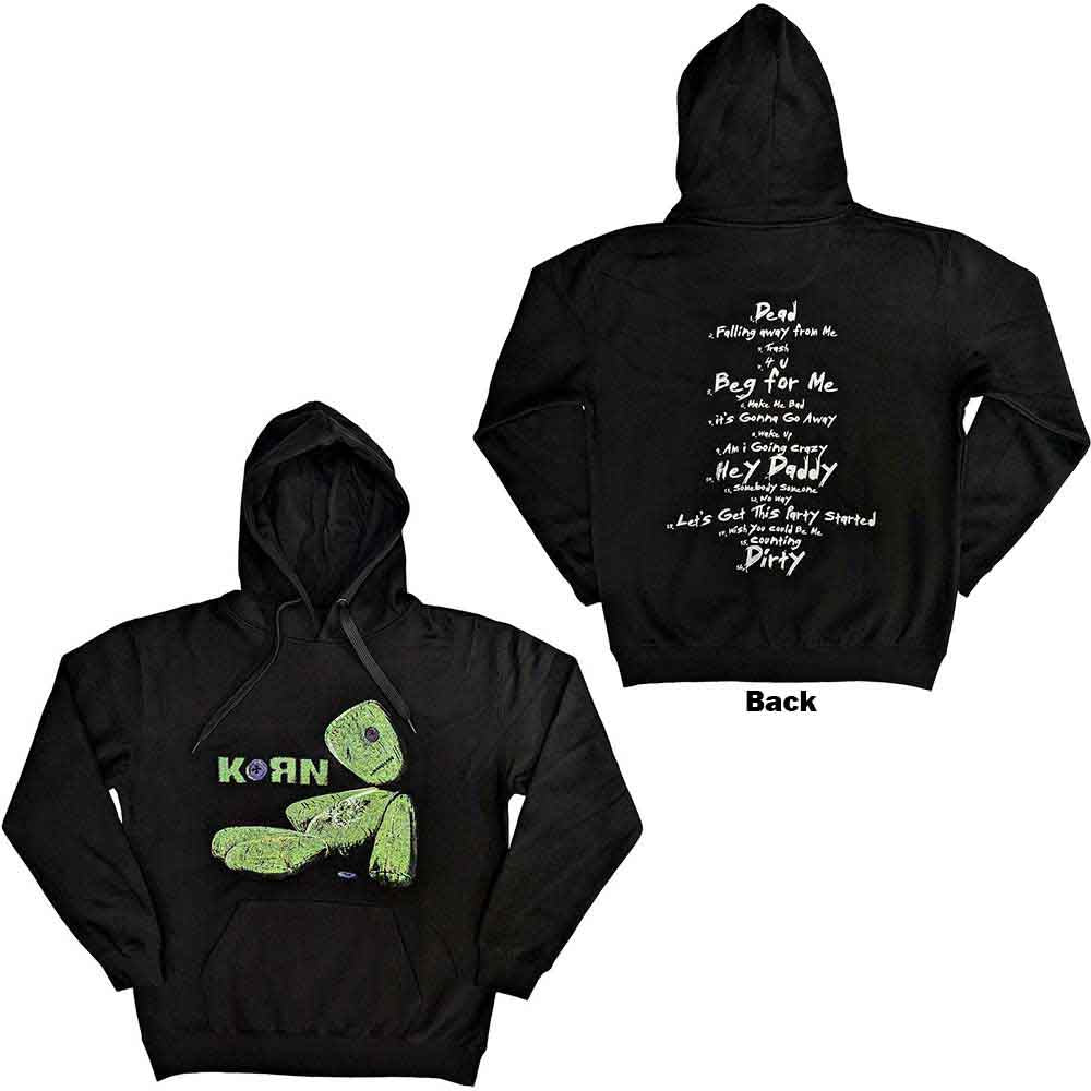 Korn Unisex Pullover Hoodie: Issues Tracklist (Black) (Back Print)