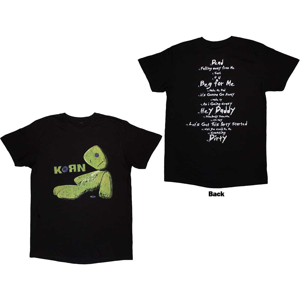 Korn Unisex T-Shirt: Issues Tracklist (Black) (Back Print)