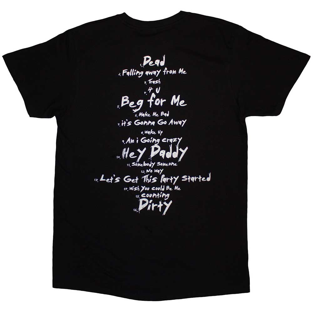 Korn Unisex T-Shirt: Issues Tracklist (Black) (Back Print)