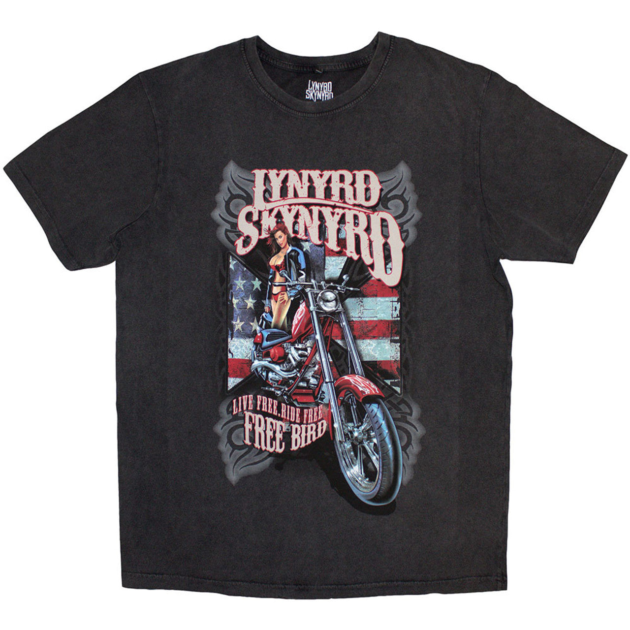 Lynyrd Skynyrd Unisex Stone Wash T-Shirt: Ride Free (Charcoal Grey)