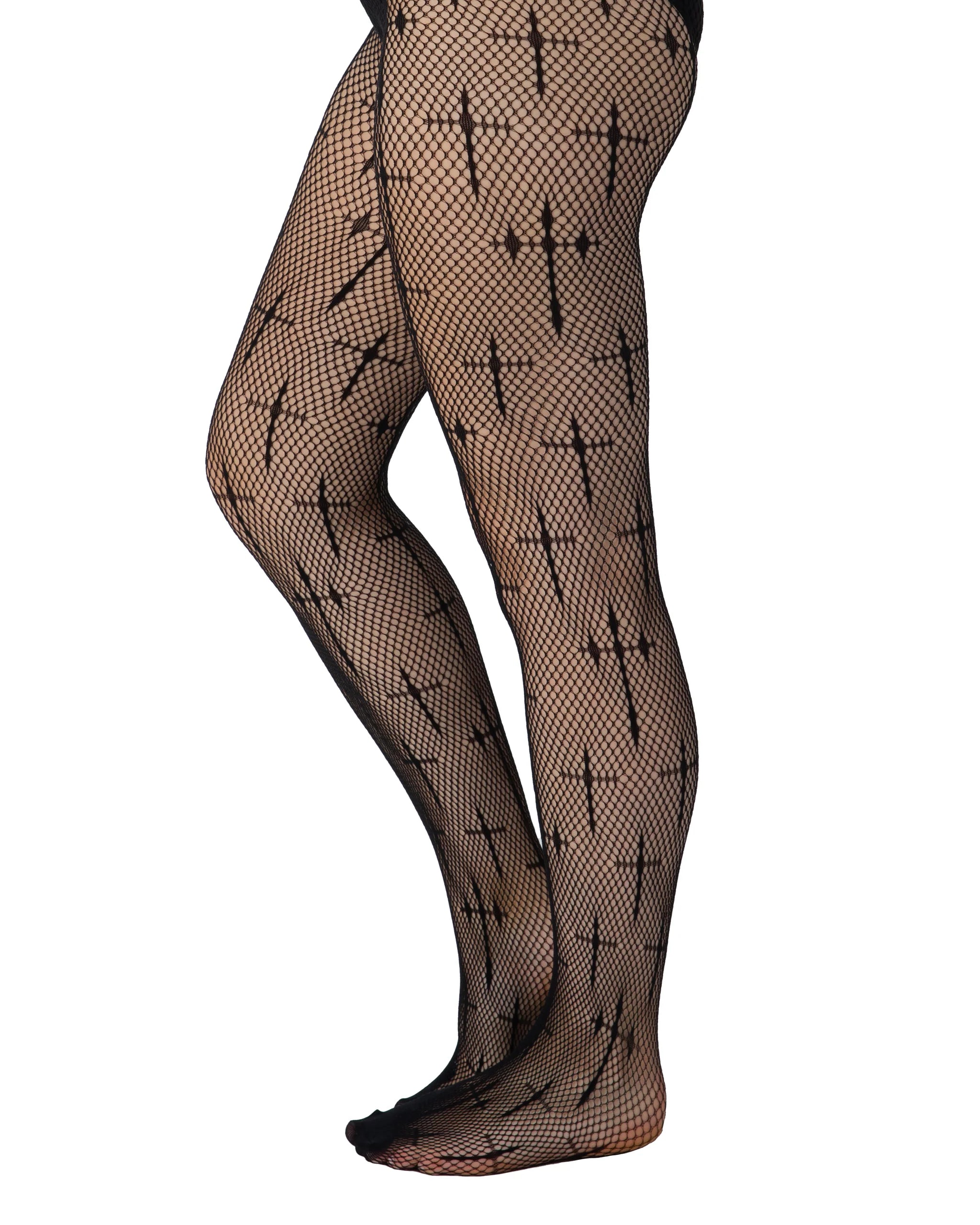 Latin Cross Net Tights (Black)