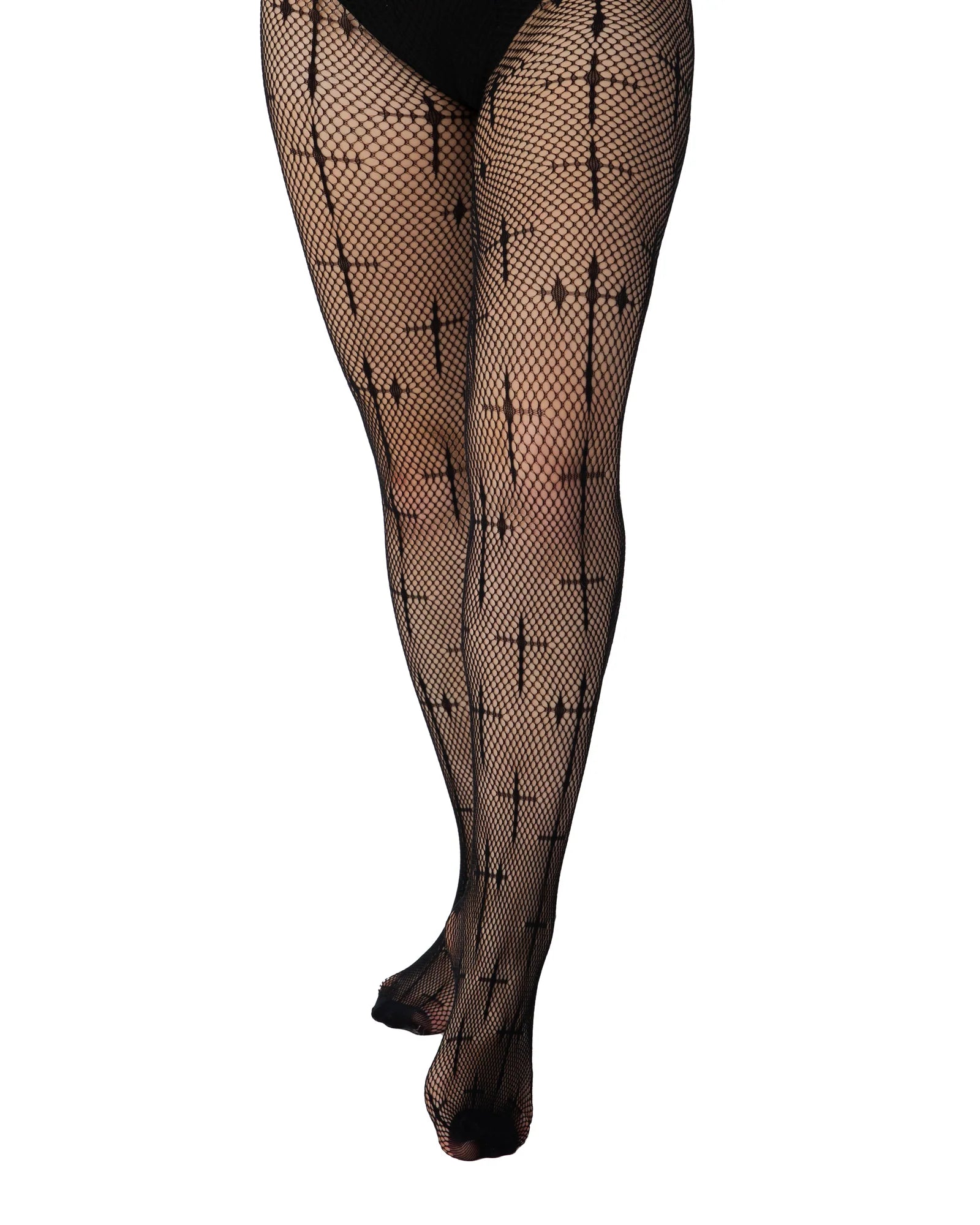 Latin Cross Net Tights (Black)