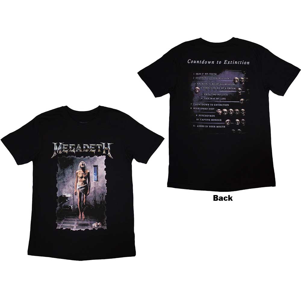 Megadeth Unisex T-Shirt: Countdown (Black) (Back Print)
