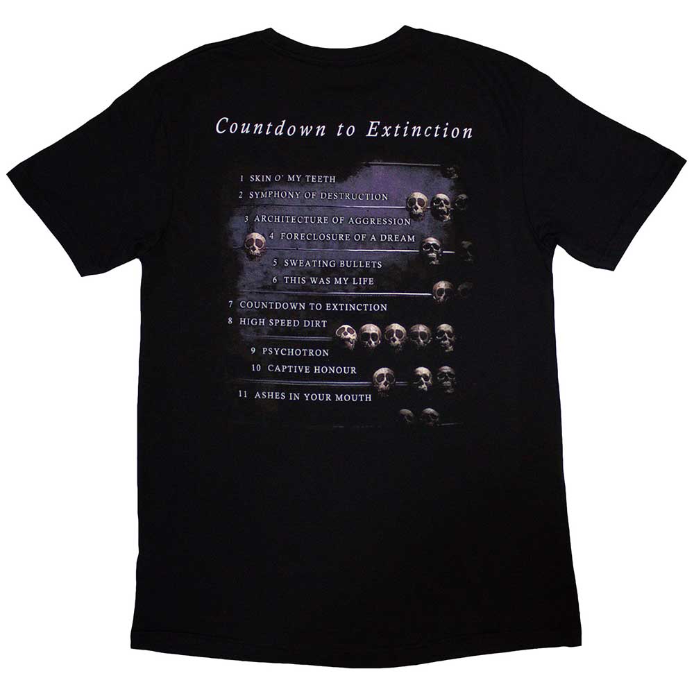 Megadeth Unisex T-Shirt: Countdown (Black) (Back Print)