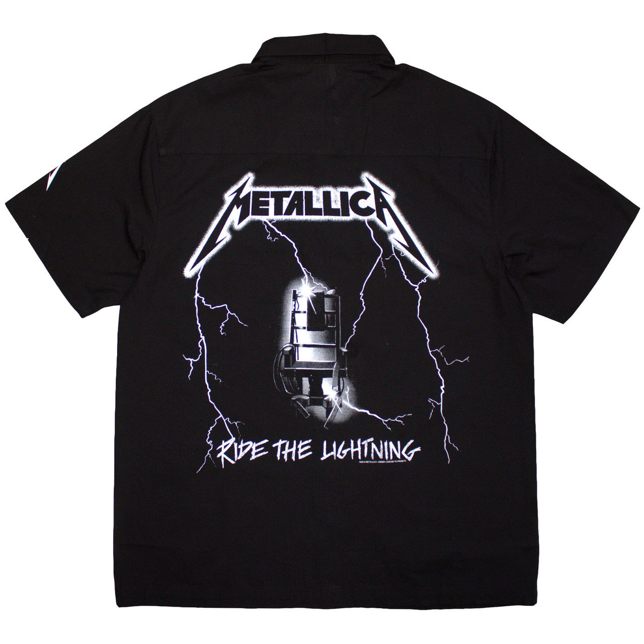 Metallica Unisex Casual Shirt: Ride The Lightning (Black) (Back & Sleeve Print)