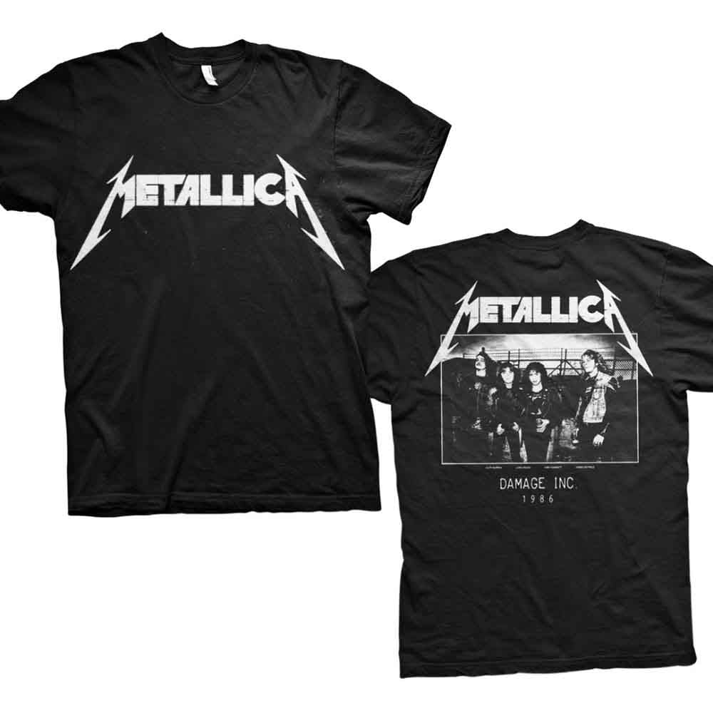 Metallica Unisex T-Shirt: Master of Puppets Photo (Black) (Back Print)