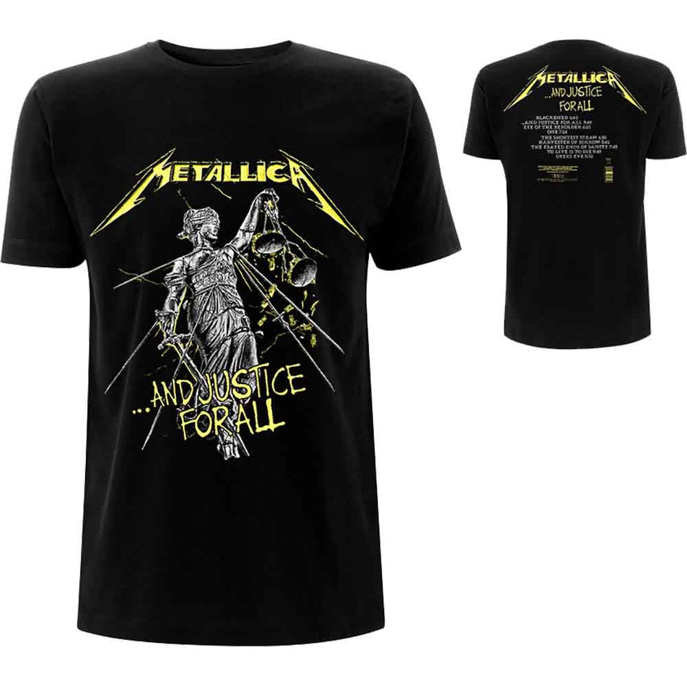 Metallica Unisex T-Shirt: And Justice For All Tracks (Black) (Back Print)