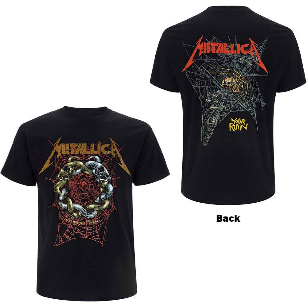 Metallica Unisex T-Shirt: Ruin/Struggle (Black) (Back Print)