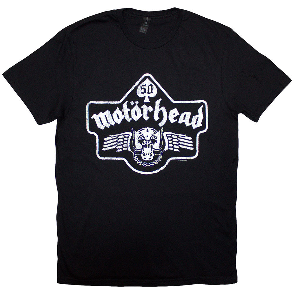 Motorhead Unisex T-Shirt: 50 Years Ace Wings Emblem (Black)