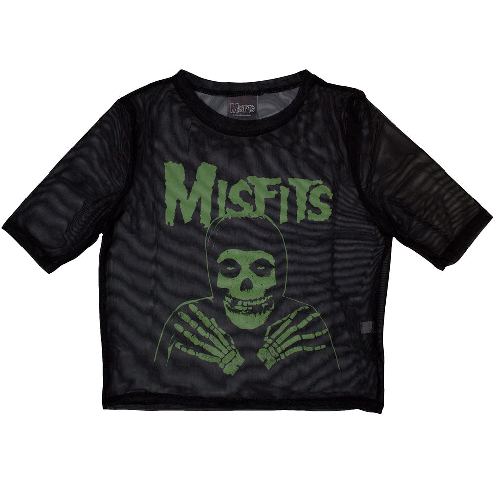 Misfits Ladies Crop Top: Green Hands (Black) (Mesh)