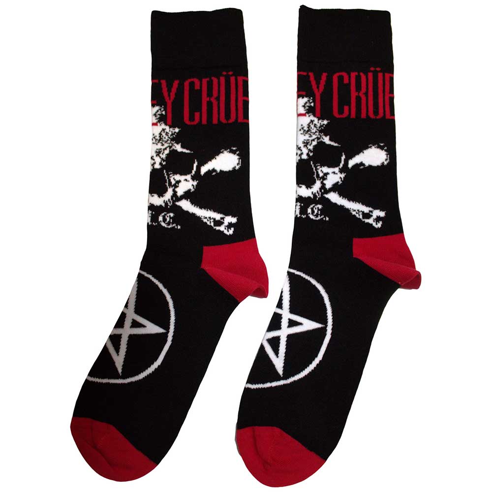 Motley Crue Unisex Ankle Socks: Skull & Crossbones (Black) (UK Size 7 - 11)