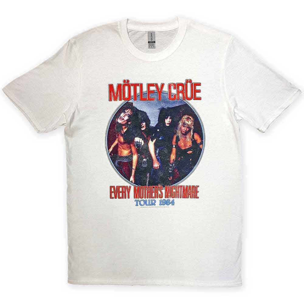 Motley Crue Unisex T-Shirt: Every Mothers Nightmare (White)