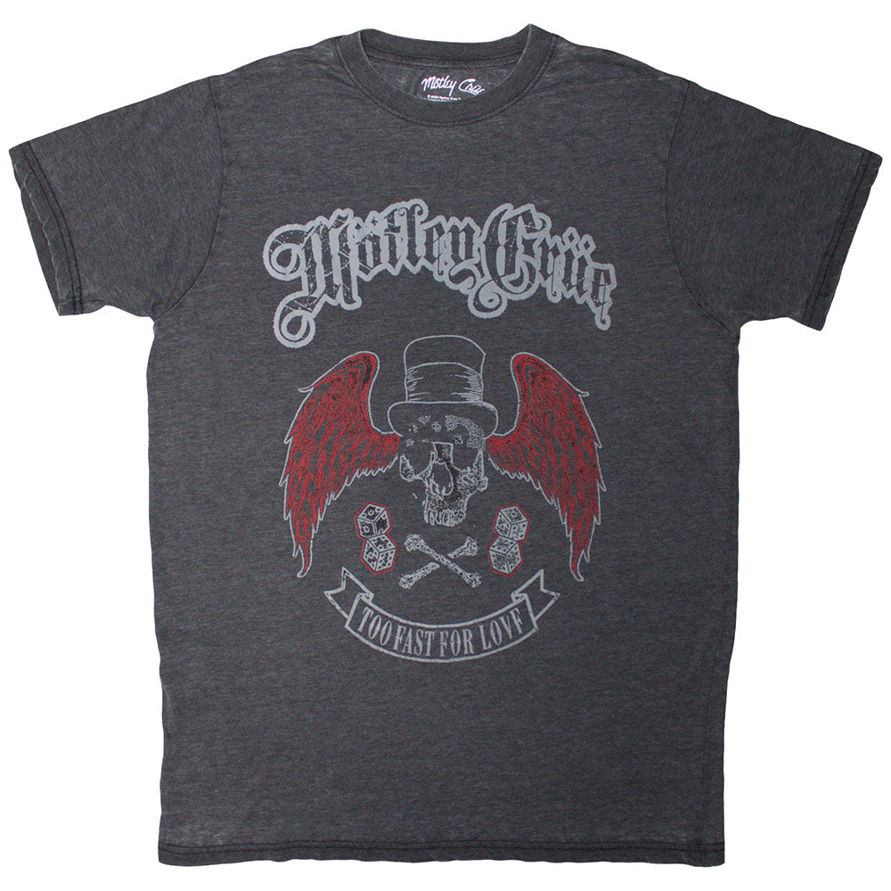 Motley Crue Unisex T-Shirt: Skull Wings (Black) (Wash Collection)