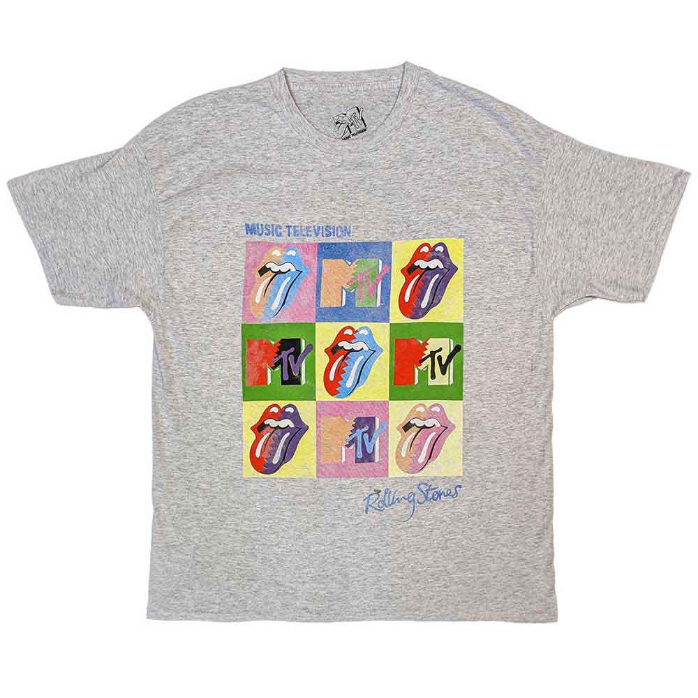 The Rolling Stones MTV Unisex T-Shirt: Warhol Squares (Grey)