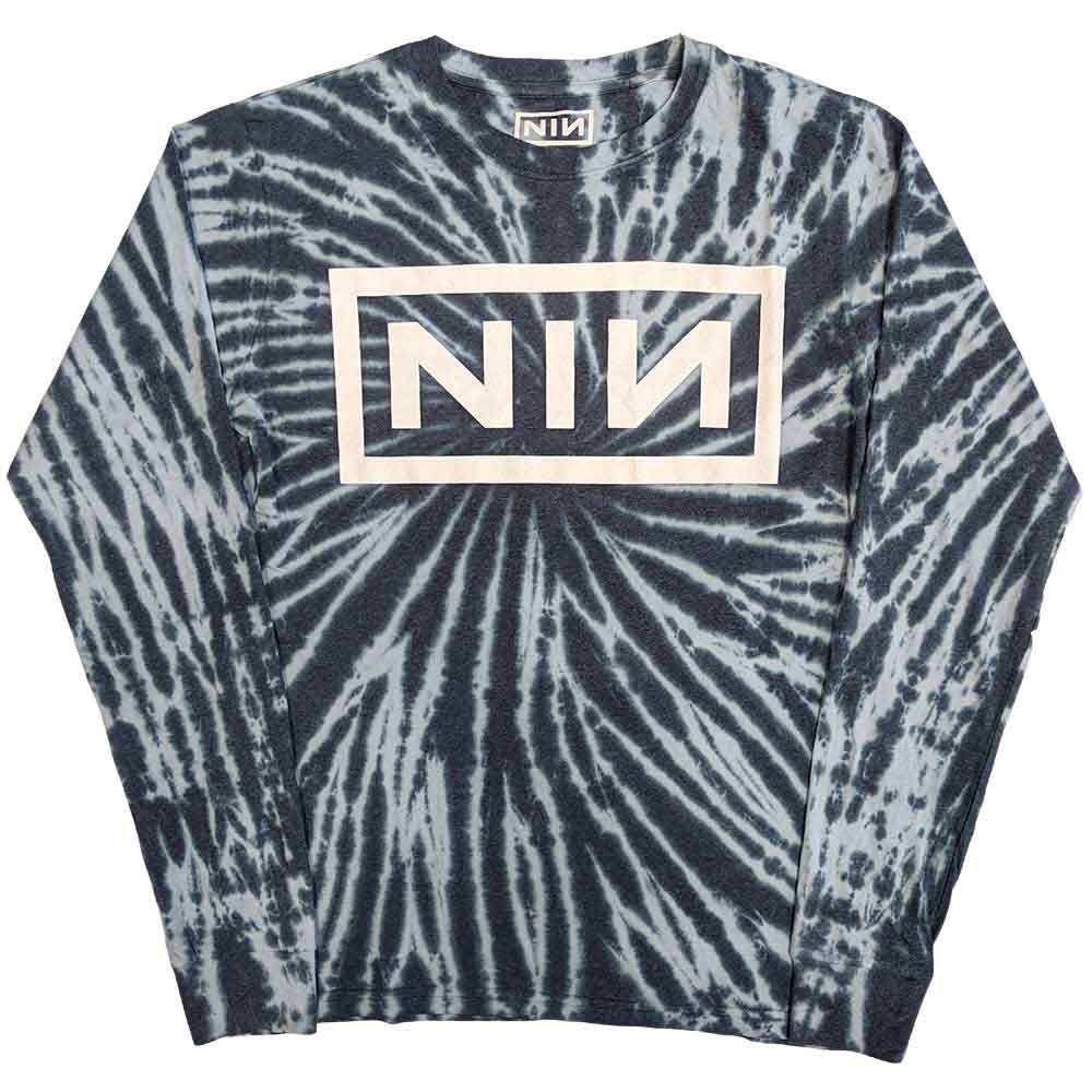 Nine Inch Nails Unisex Long Sleeve T-Shirt: Logo (Blue) (Wash Collection)