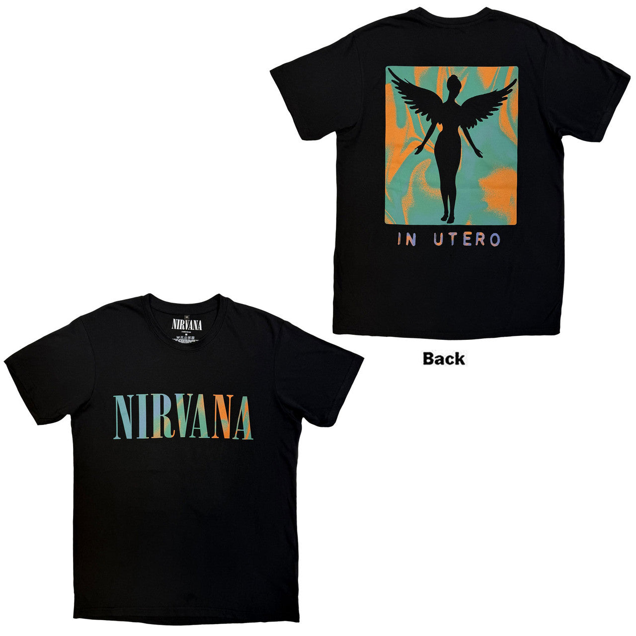 Nirvana Unisex Premium Carbon T-Shirt: In Utero Angel Swirl (Black