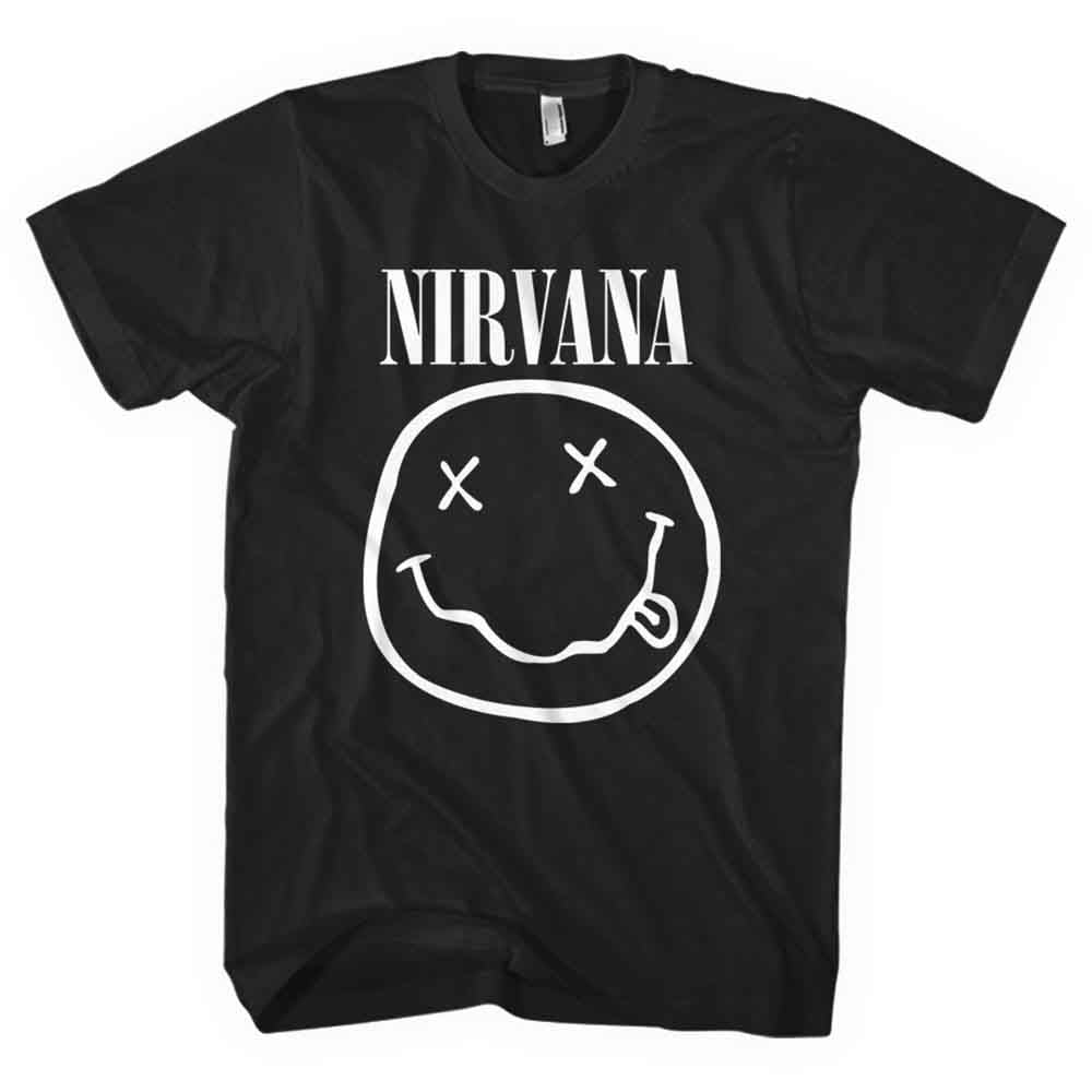 Nirvana Unisex T-Shirt: White Happy Face (Black)