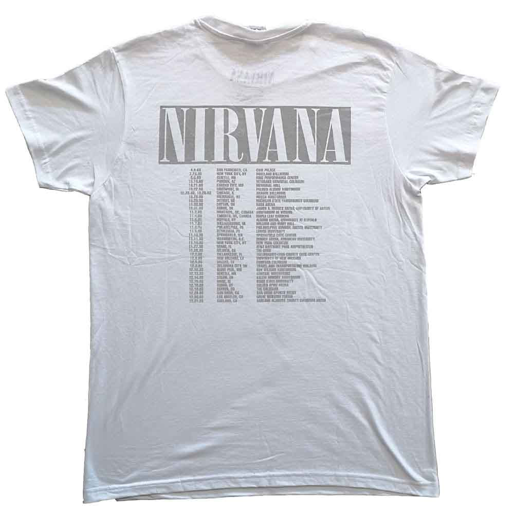 Nirvana Unisex T-Shirt: In Utero Tour (White) (Back Print)