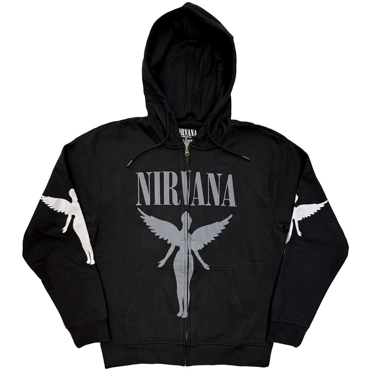 Nirvana Unisex Zipped Hoodie: In Utero Mono (Charcoal Grey