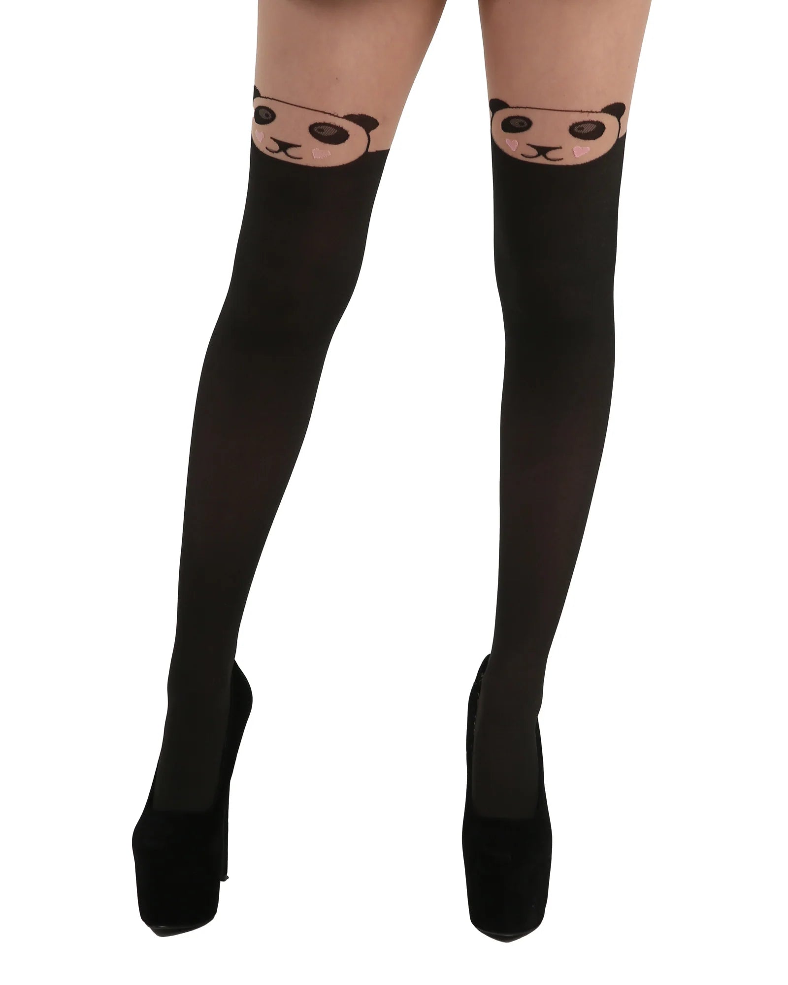 Panda Over The Knee Tights (Black)