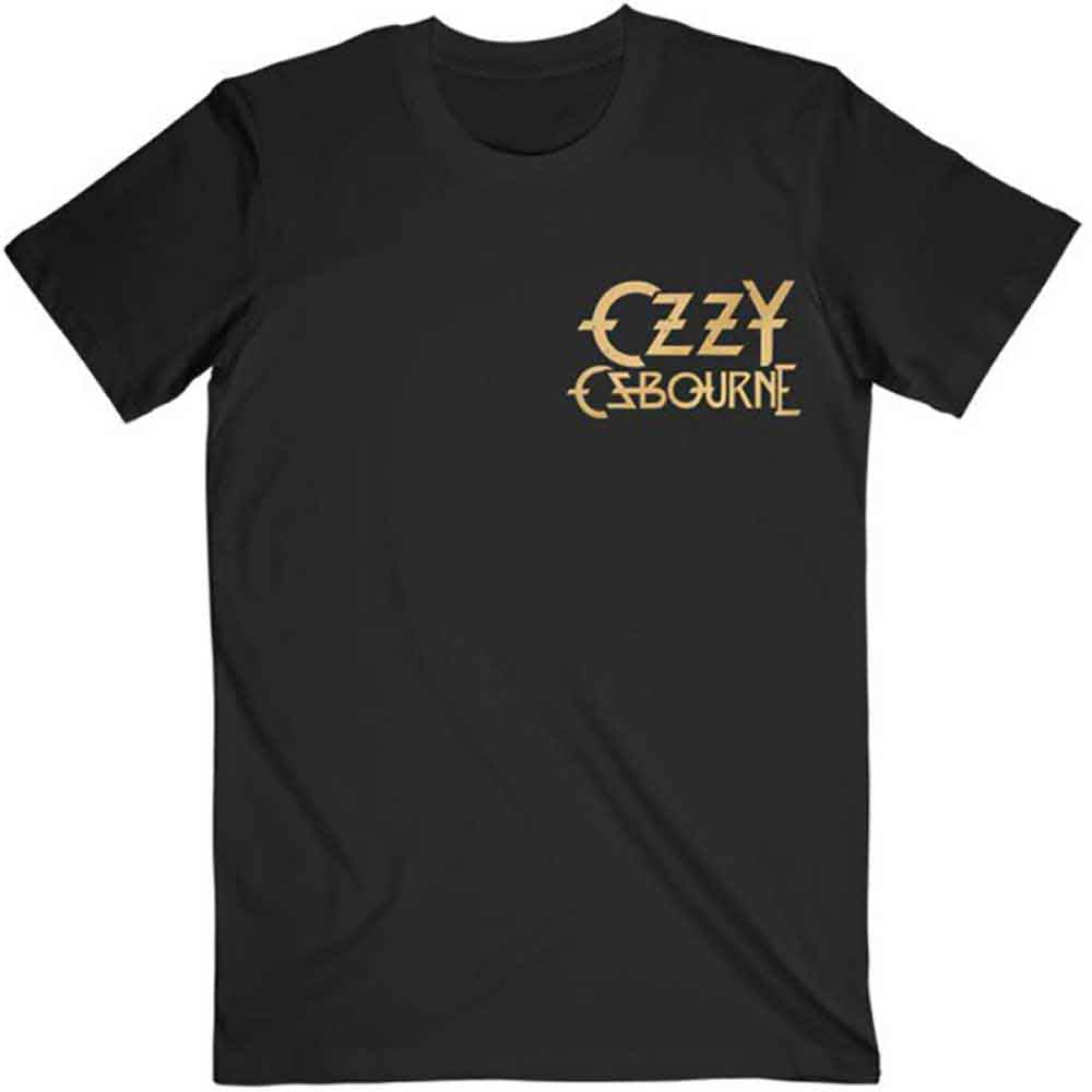 Ozzy Osbourne Unisex T-Shirt: Patient No. 9 Gold Logo (Black) (Back Print)
