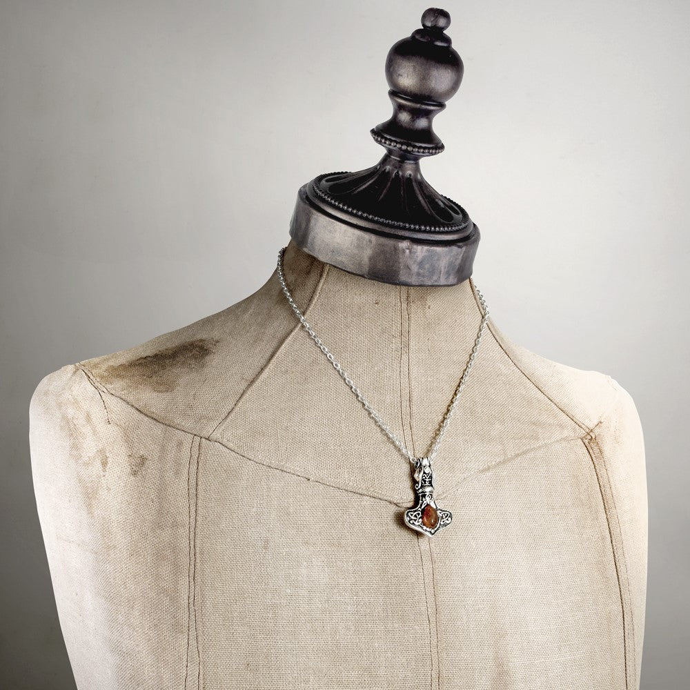 Amber Dragon Thorhammer Necklace (✦ Alchemy England)