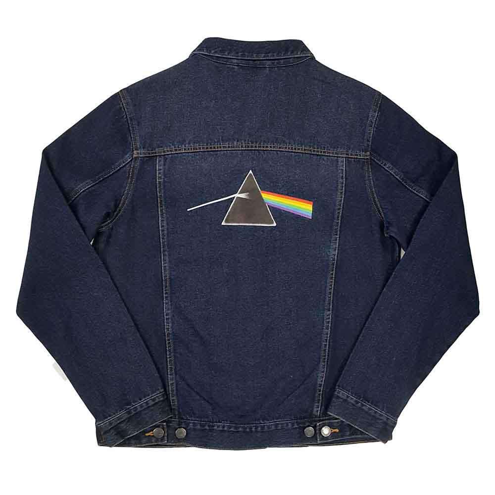 Pink Floyd Unisex Denim Jacket: Dark Side of the Moon Oval (Denim Blue) (Back Print)