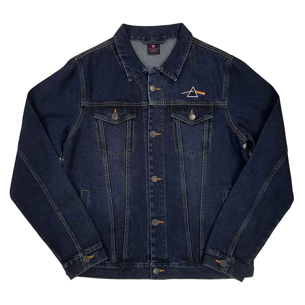 Pink Floyd Unisex Denim Jacket: Dark Side of the Moon Oval (Denim Blue) (Back Print)