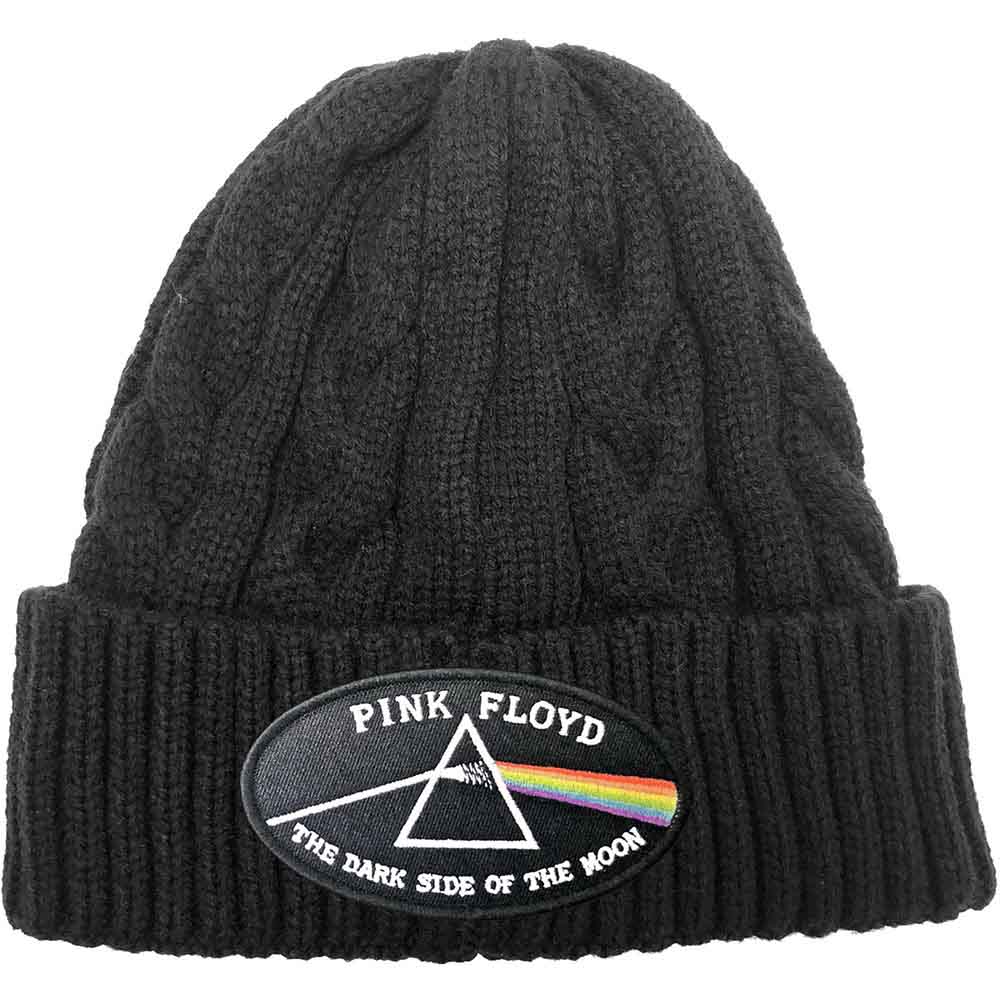 Pink Floyd Unisex Beanie Hat: The Dark Side of the Moon Black Border (Black) (Cable Knit)