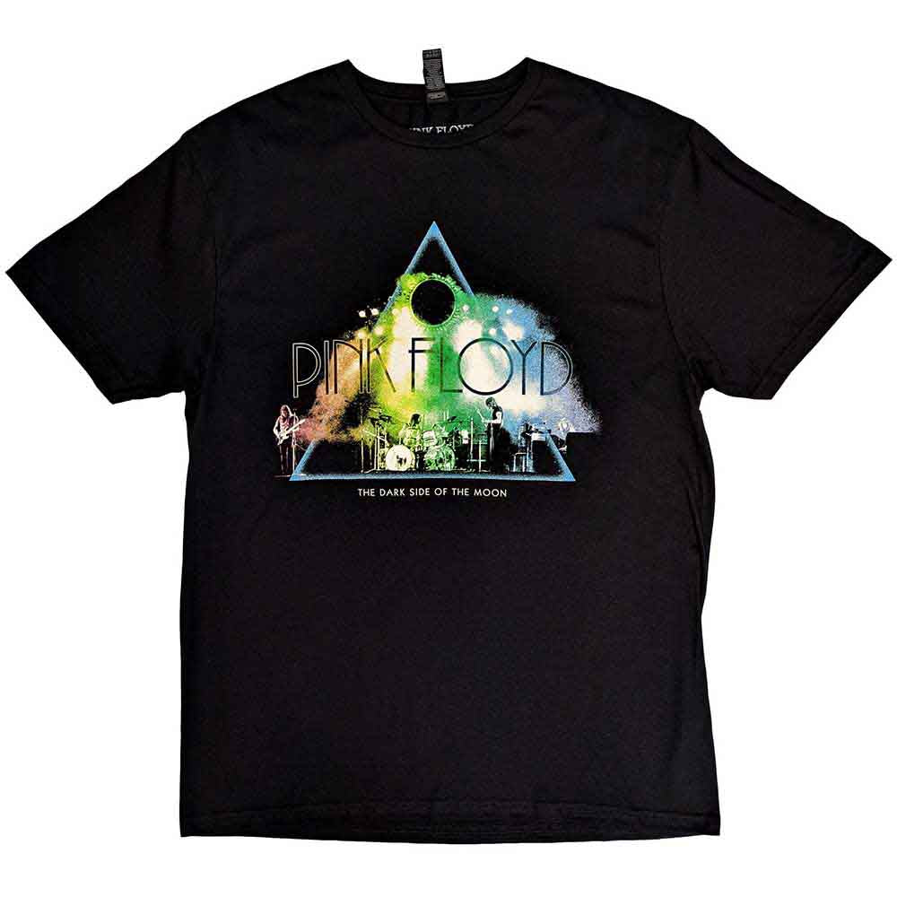 Pink Floyd Unisex T-Shirt: Live Band Rainbow Tone (Black)