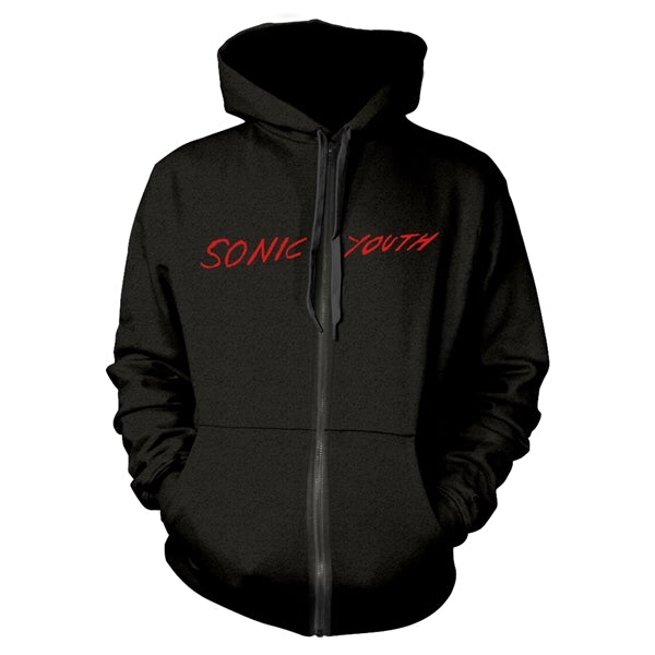 Sonic Youth Unixex Pullover Zip Hoodie: Goo Album Cover (Black) (Back Print)