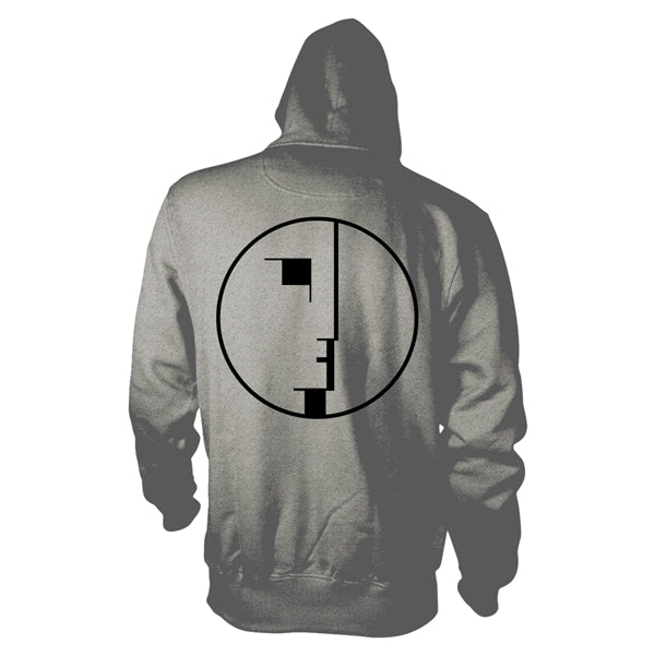 Bauhaus Unisex Zipped Hoodie: Logo (Grey) (Back Print)