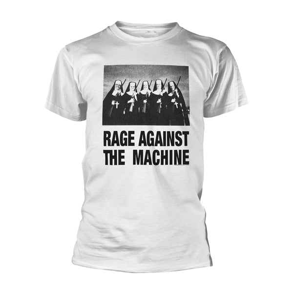Rage Against The Machine Unisex T-Shirt: Nuns And Guns (White) (Back Print)