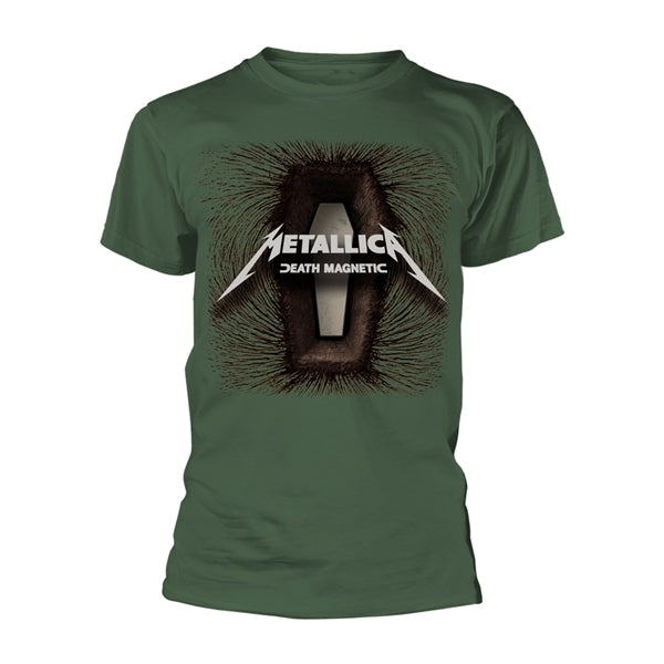 Metallica Unisex T-Shirt: Death Magnetic (Army Green) (Back Print)