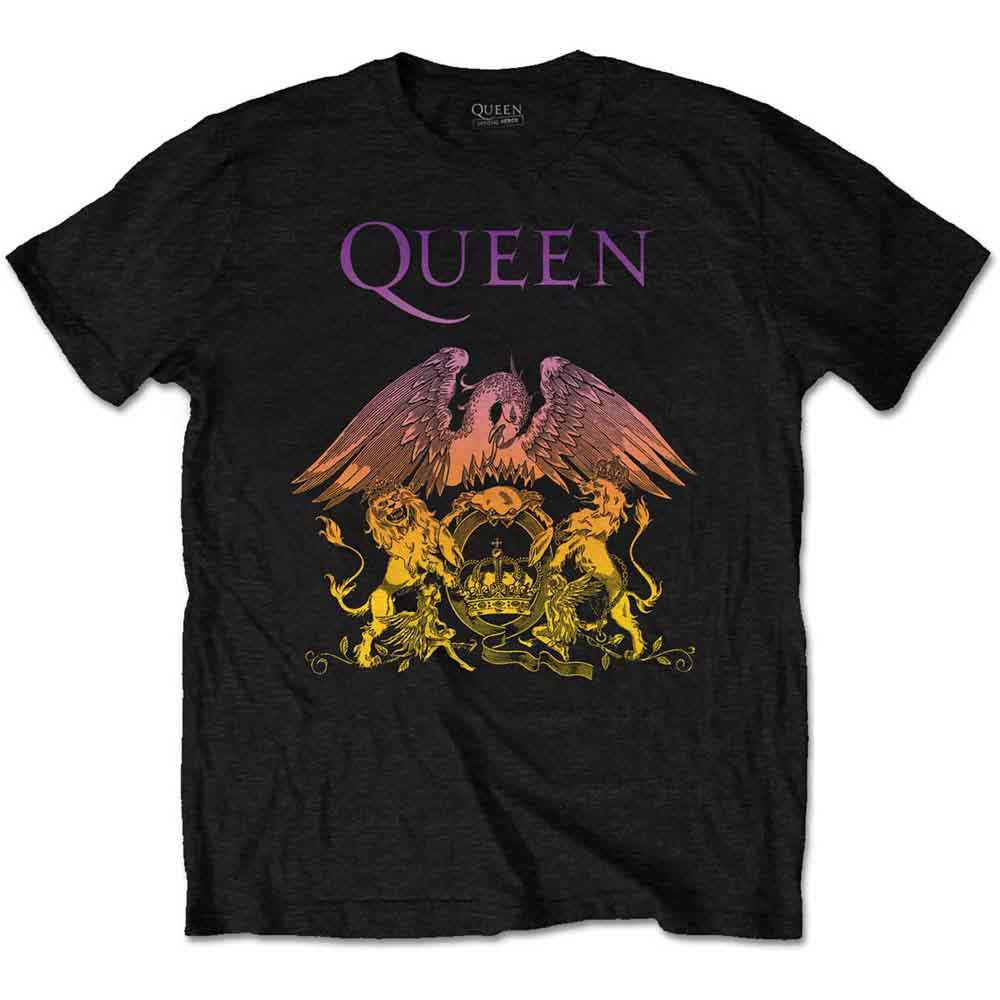 Queen Unisex T-Shirt: Gradient Crest (Black)