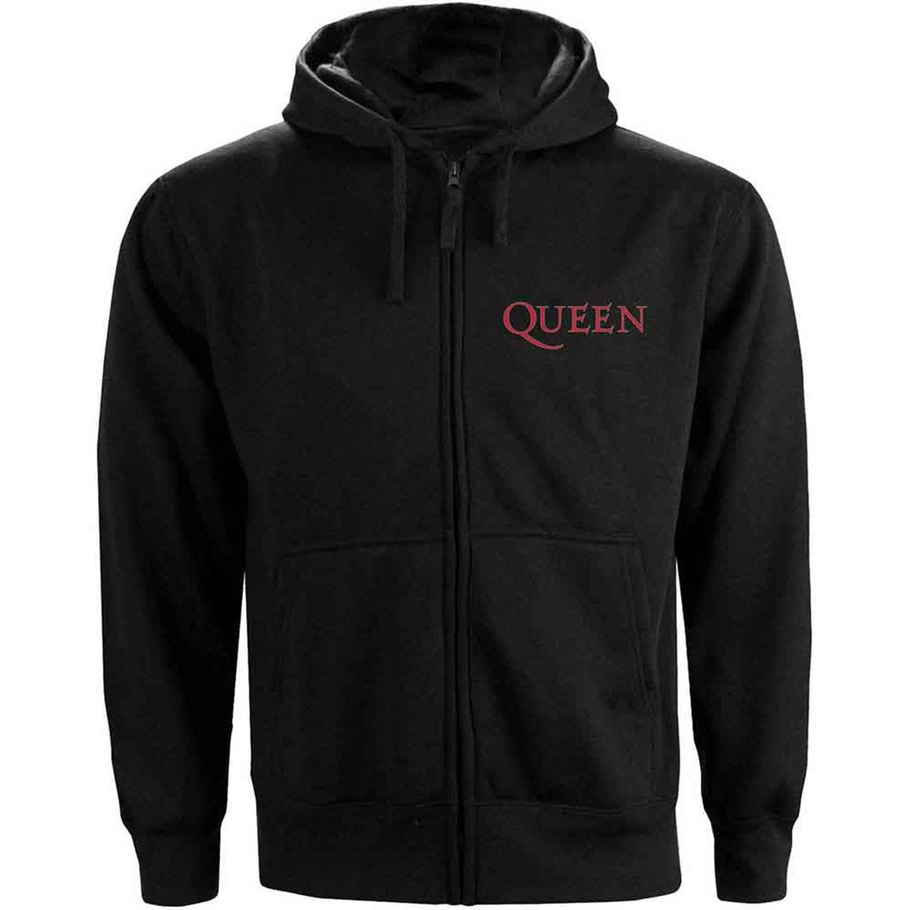 Queen Unisex Zipped Hoodie: Classic Crest (Black) (Back Print)