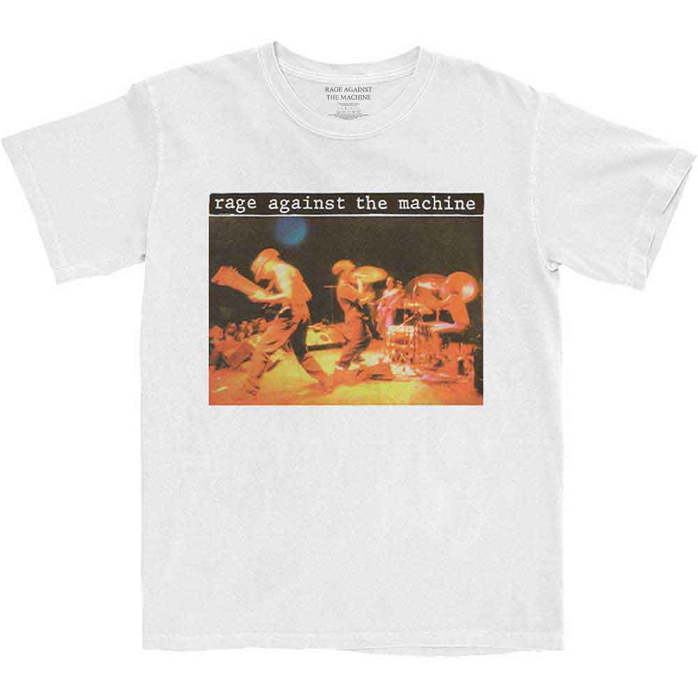 Rage Against The Machine Unisex T-Shirt: Anger Is A Gift (White) (Back Print)