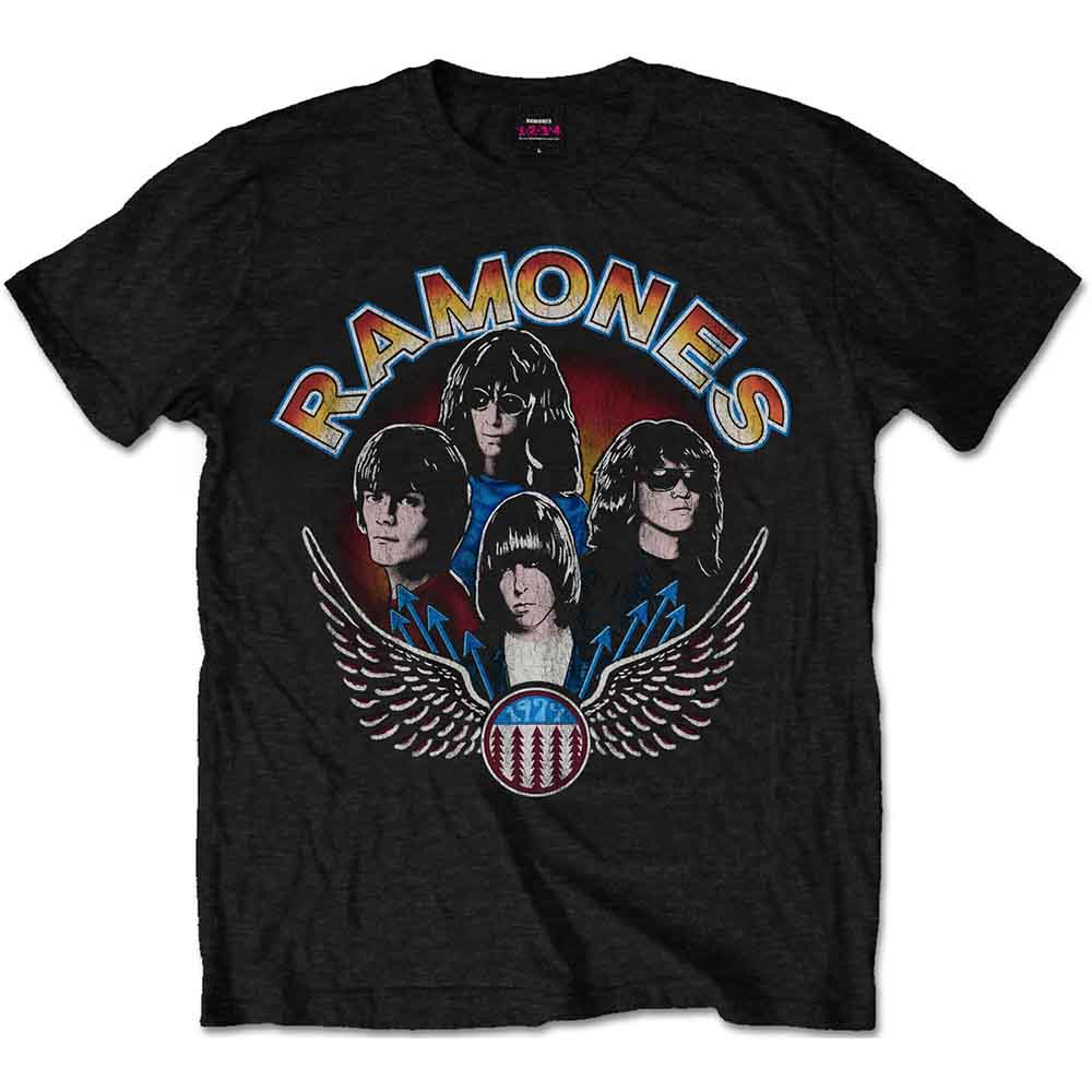 Ramones Unisex T-Shirt: Vintage Wings Photo (Black)