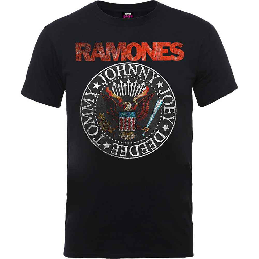 Ramones Unisex T-Shirt: Vintage Eagle Seal (Black)