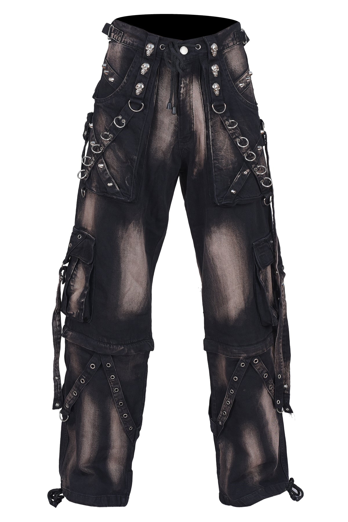 Black Wash Cargo Pants (Black) (✦ Rattlesnake)
