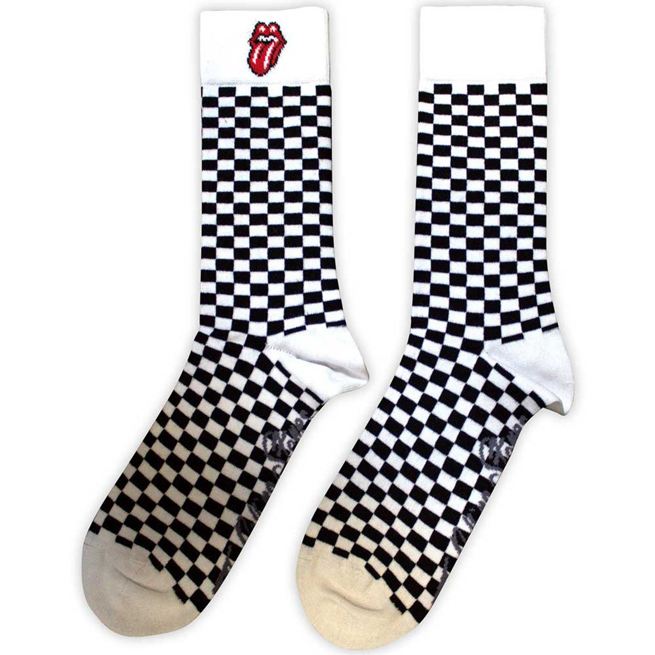 The Rolling Stones Unisex Ankle Socks: Check (White) (UK Size 7 - 11)