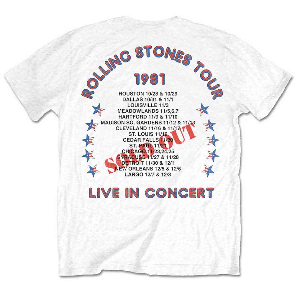 The Rolling Stones Unisex T-Shirt: 81 Tour Dragon (White) (Back Print)