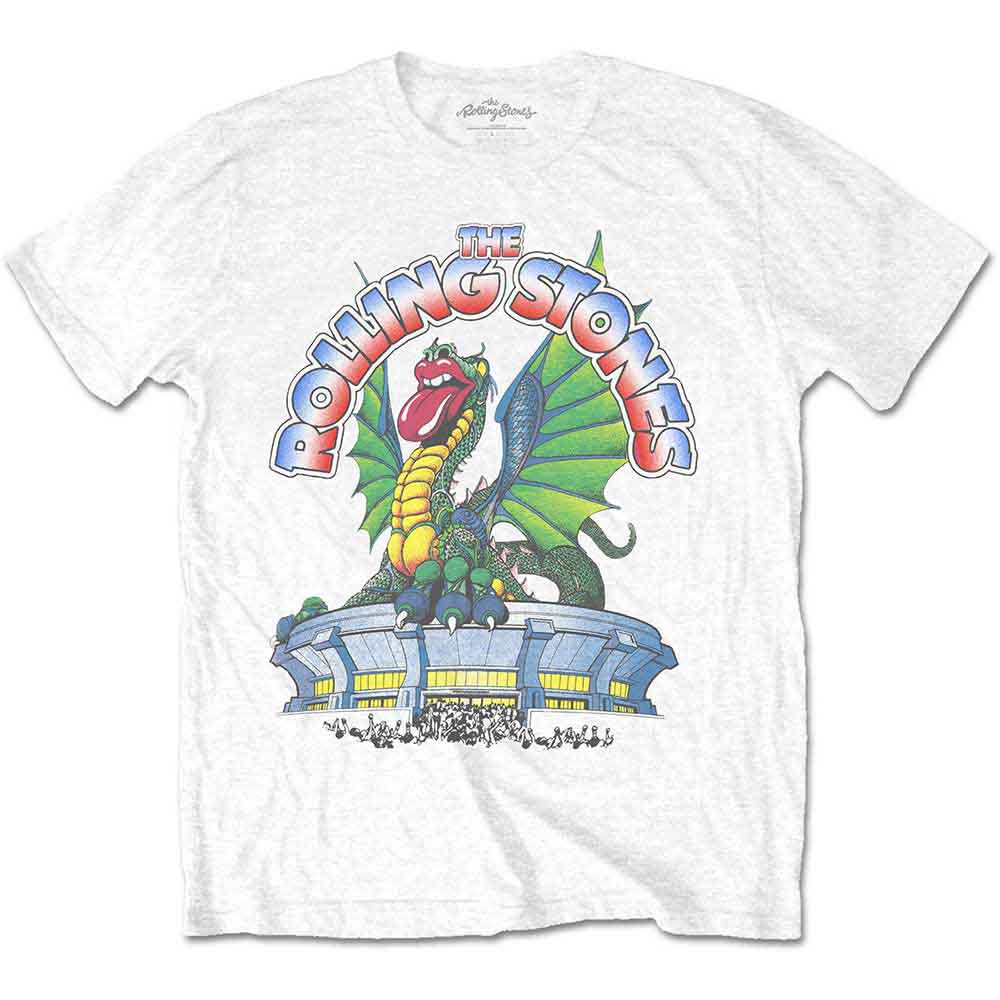 The Rolling Stones Unisex T-Shirt: 81 Tour Dragon (White) (Back Print)