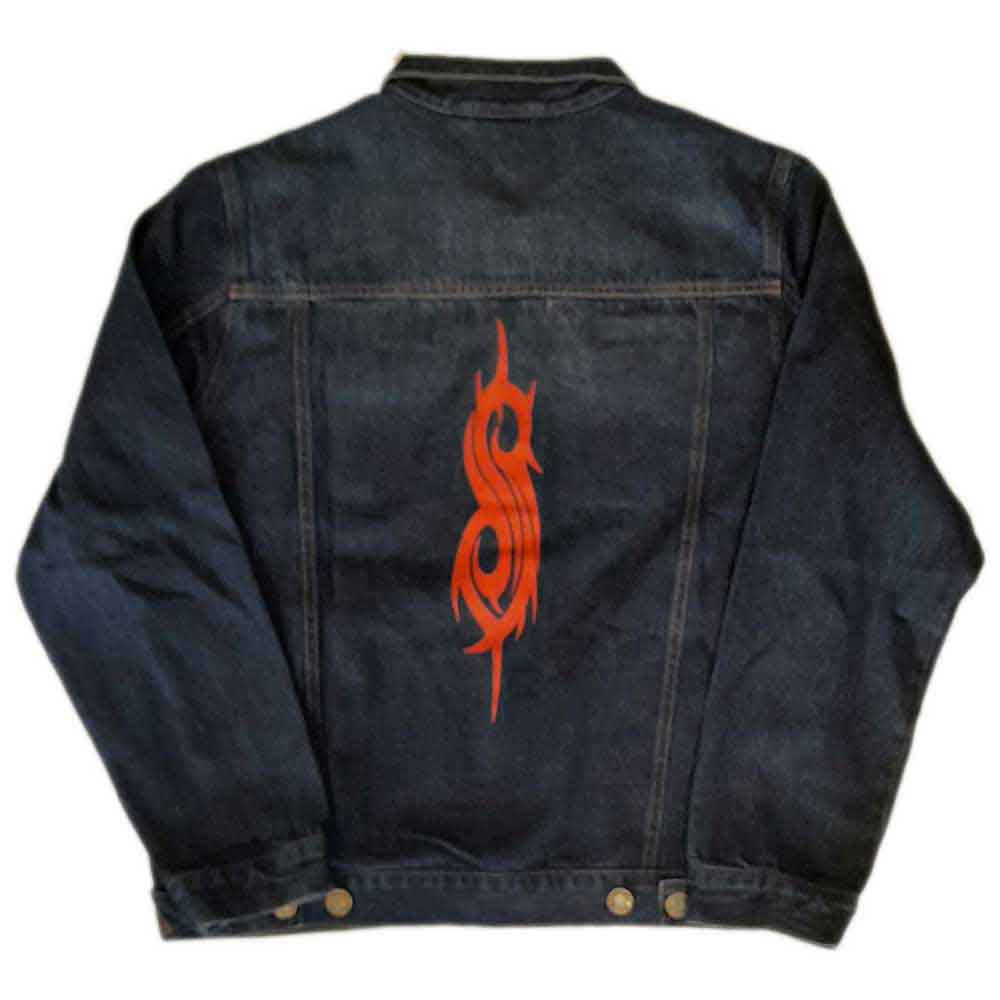 Slipknot Unisex Denim Jacket: Tribal Logo (Denim Blue) (Back Print)