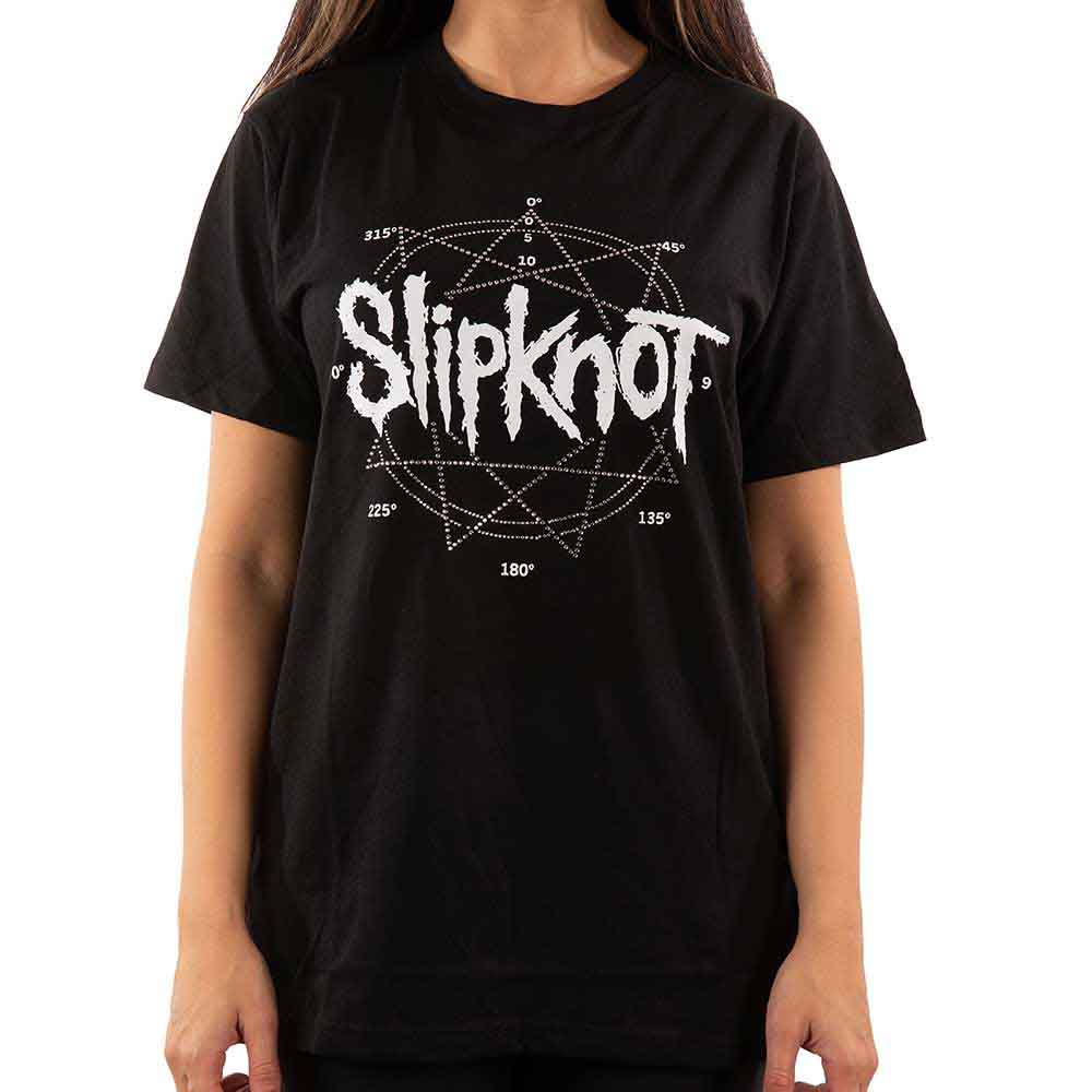 Slipknot Unisex T-Shirt: Logo Star (Black) (Embellished)