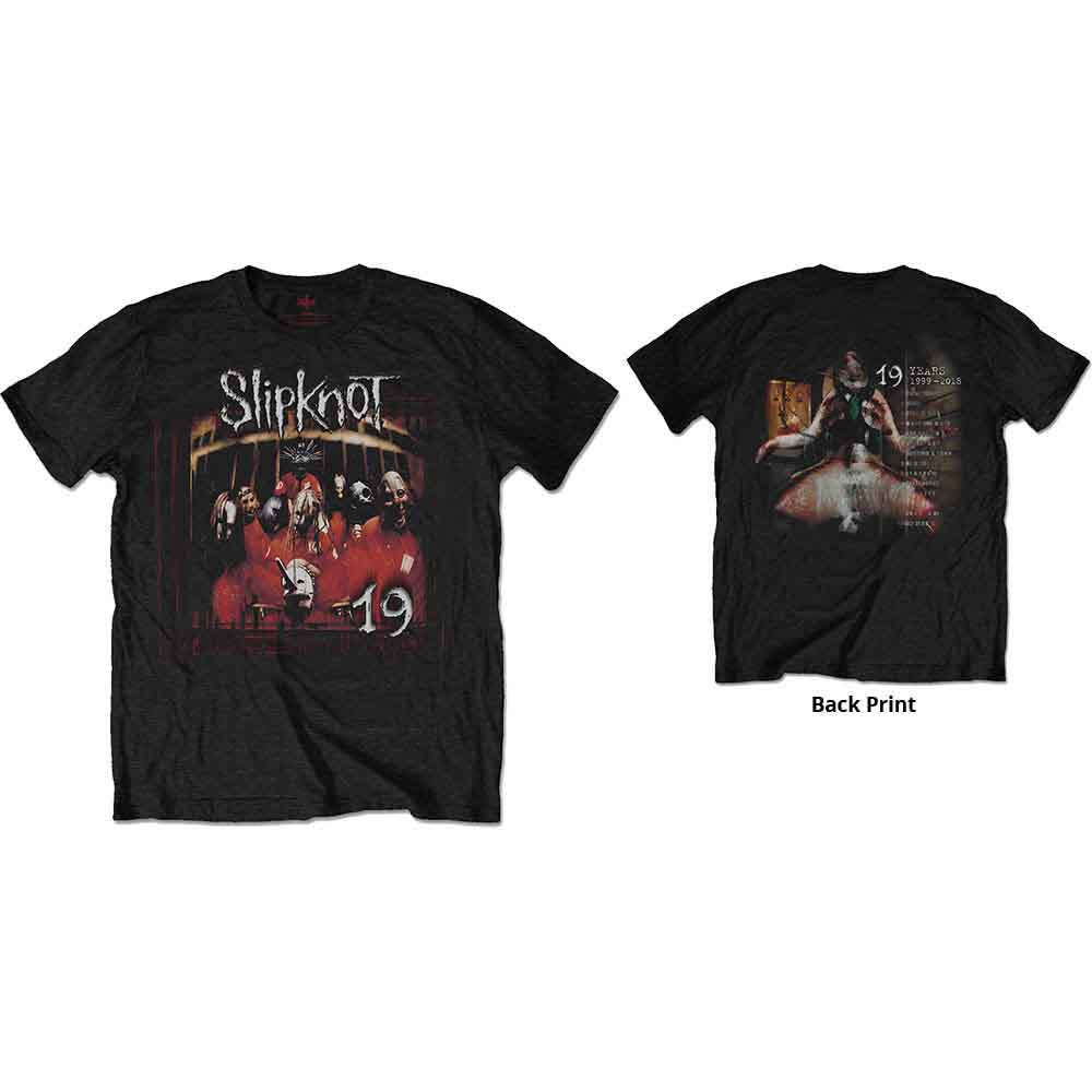 Slipknot Unisex T-Shirt: Debut Album 19 Years (Black) (Back Print)