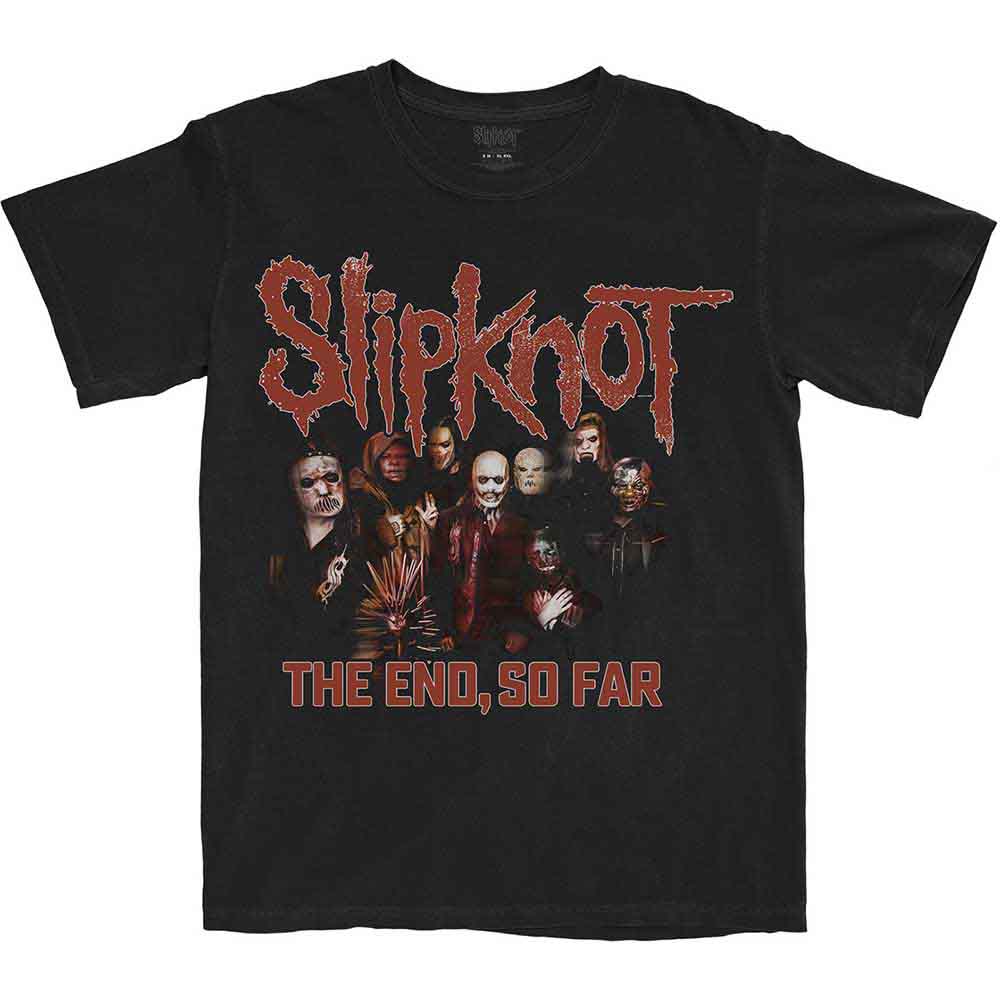 Slipknot Unisex T-Shirt: The End, So Far Group Photo (Black) (Back Print)