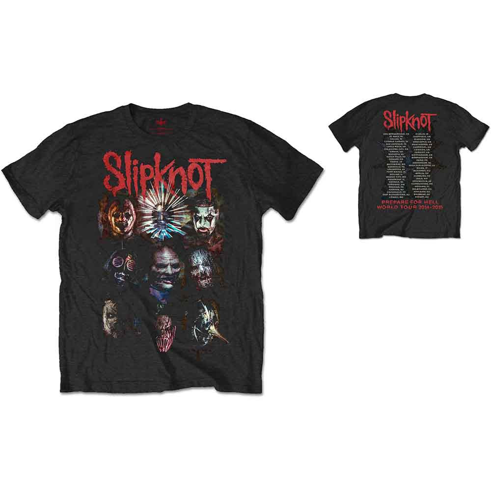 Slipknot Unisex T-Shirt: Prepare for Hell 2014-2015 Tour (Black) (Back Print)