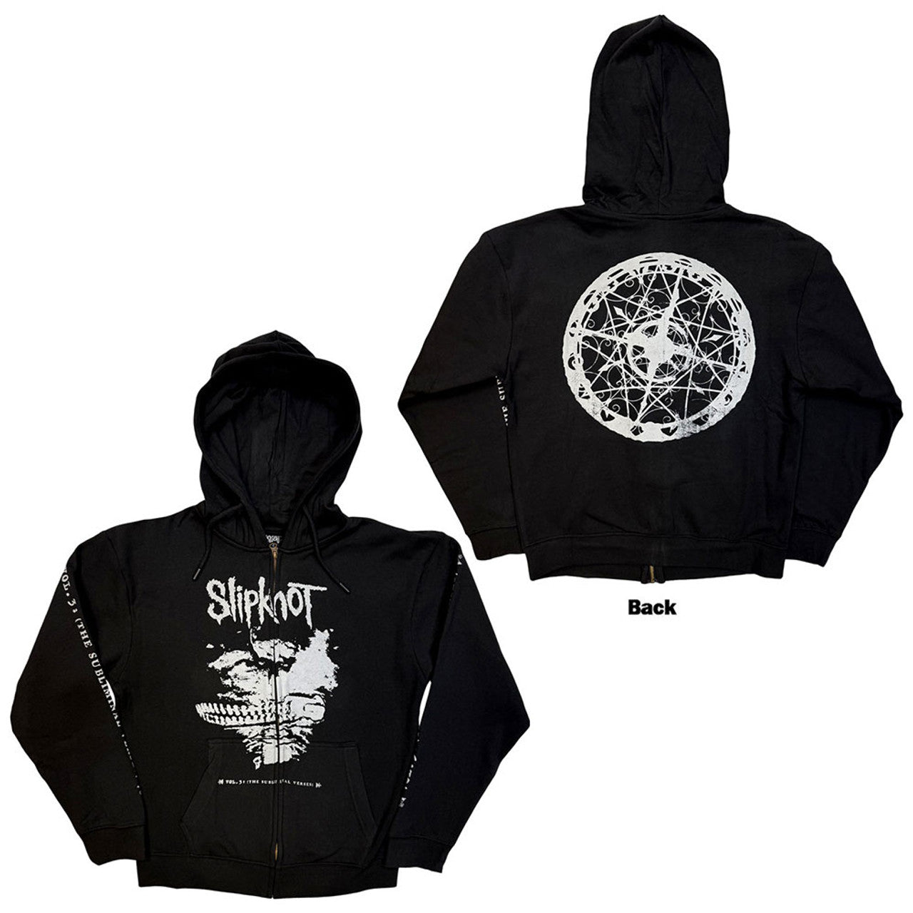 Slipknot Unisex Zipped Hoodie: Subliminal Verses (Black) (Back Print)